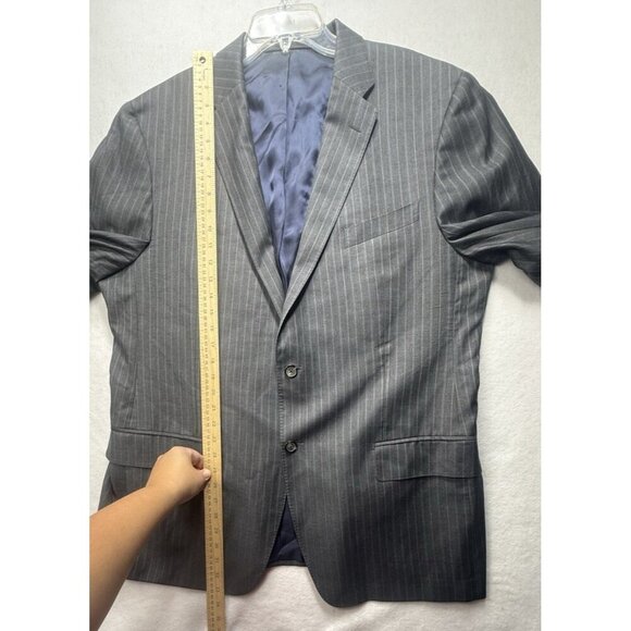 Vitale Barberis Canonico Super 120s Wool Blazer Jacket Men's Sz 60R Gray Stripe - Picture 9 of 10
